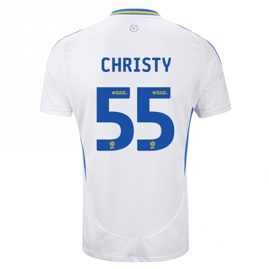 Homme Football Maillot Harry Christy #55 Blanc Bleu Tenues Domicile 2024/25