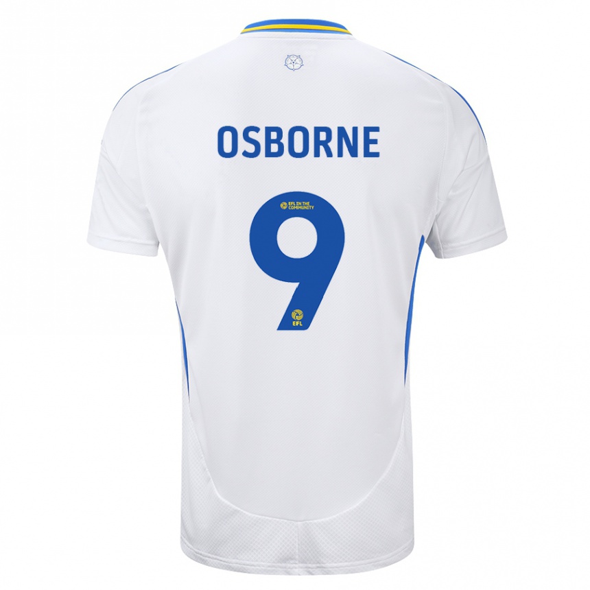 Homme Football Maillot Jemimah Osborne #9 Blanc Bleu Tenues Domicile 2024/25