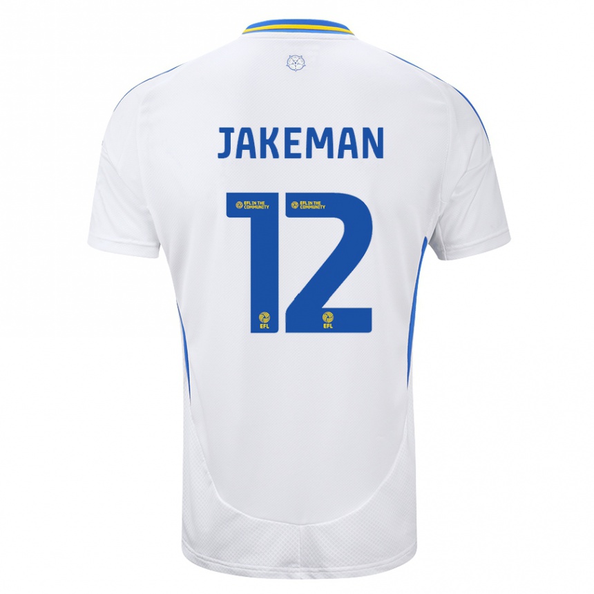 Homme Football Maillot Harriet Jakeman #12 Blanc Bleu Tenues Domicile 2024/25