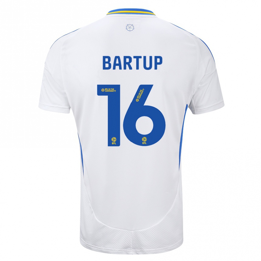 Homme Football Maillot Laura Bartup #16 Blanc Bleu Tenues Domicile 2024/25