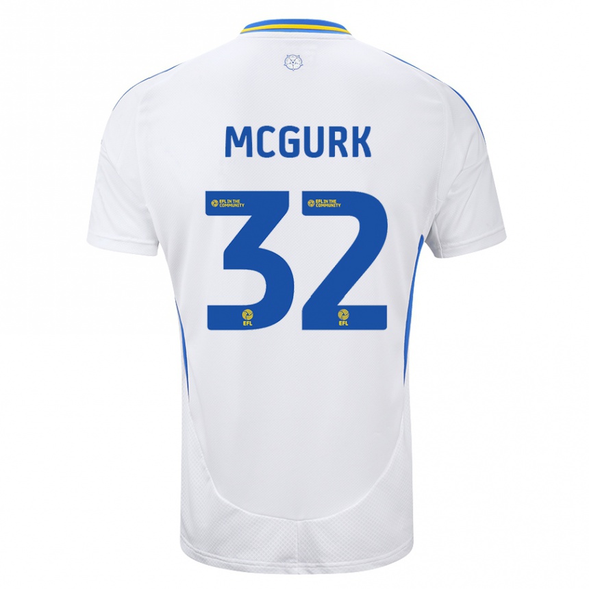 Homme Football Maillot Sean Mcgurk #32 Blanc Bleu Tenues Domicile 2024/25