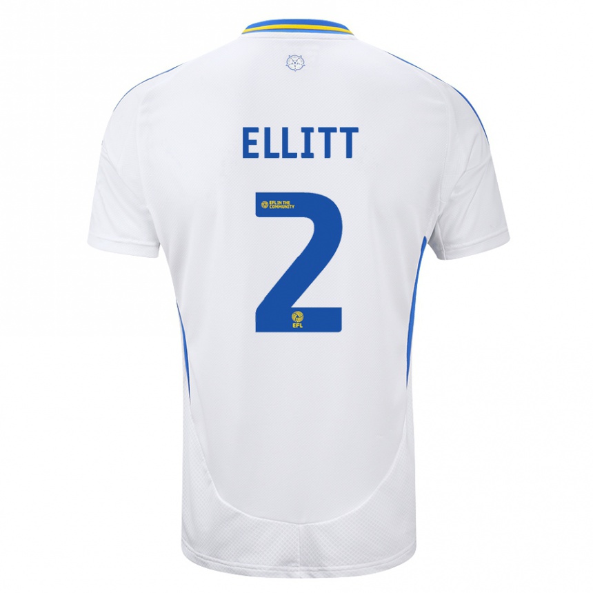 Homme Football Maillot Izzy Ellitt #2 Blanc Bleu Tenues Domicile 2024/25