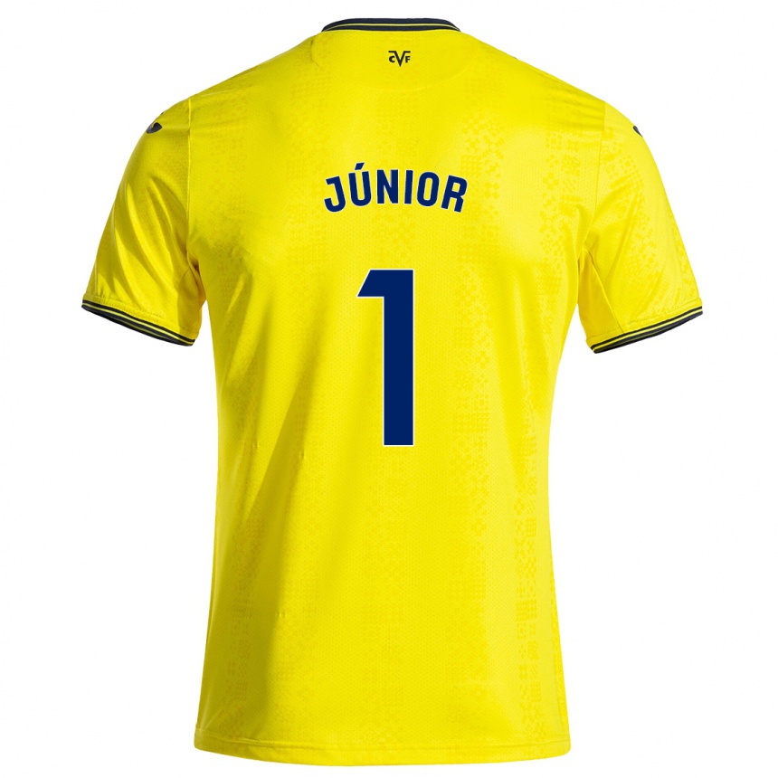 Homme Football Maillot Luiz Júnior #1 Jaune Noir Tenues Domicile 2024/25