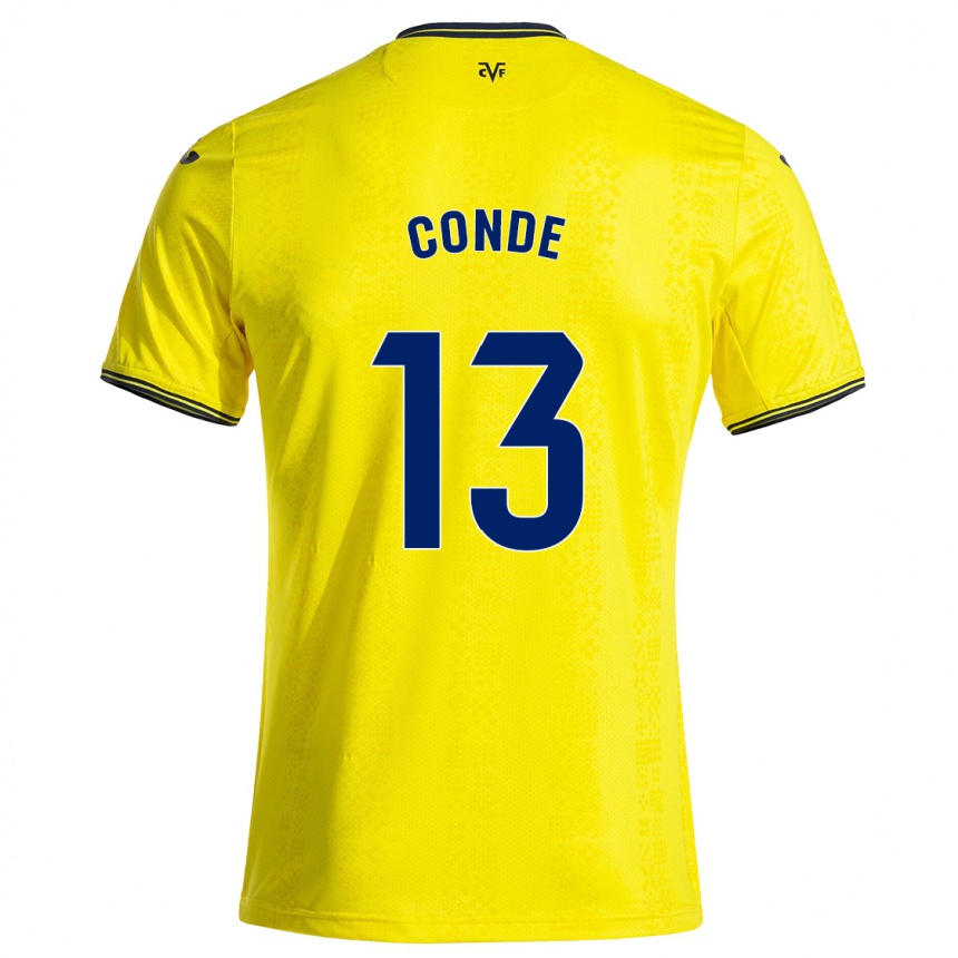 Homme Football Maillot Diego Conde #13 Jaune Noir Tenues Domicile 2024/25