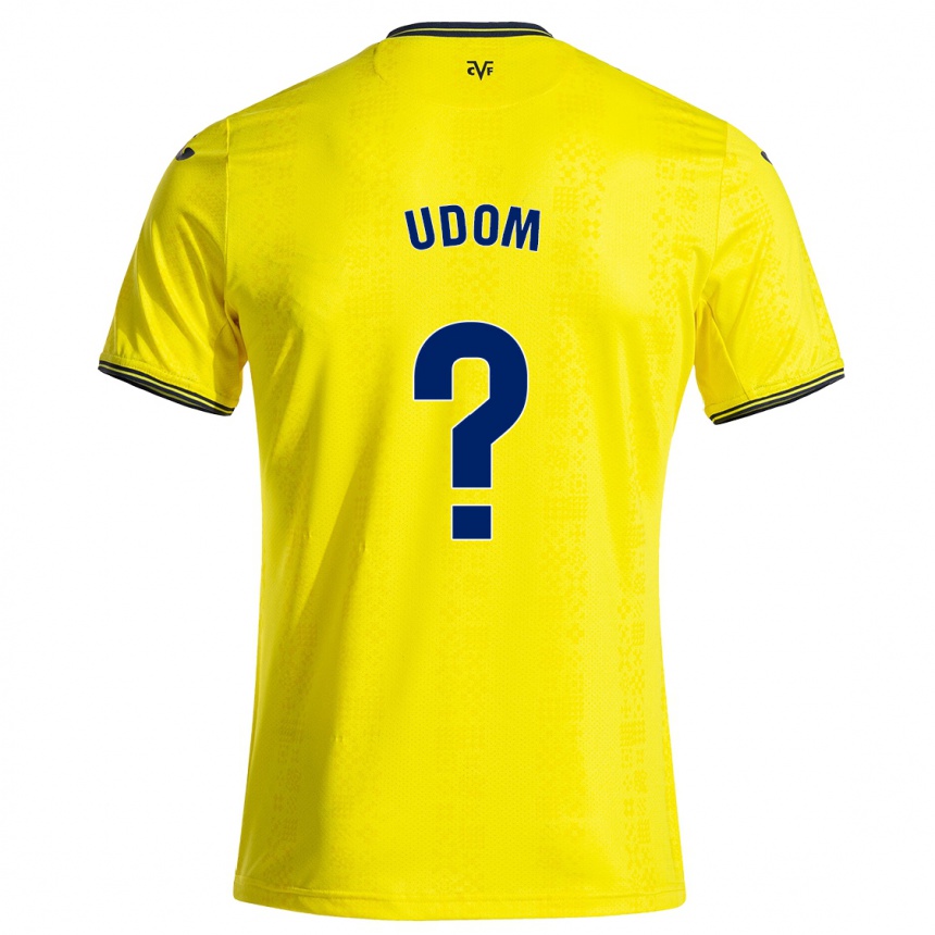 Homme Football Maillot Ekerette Udom #0 Jaune Noir Tenues Domicile 2024/25