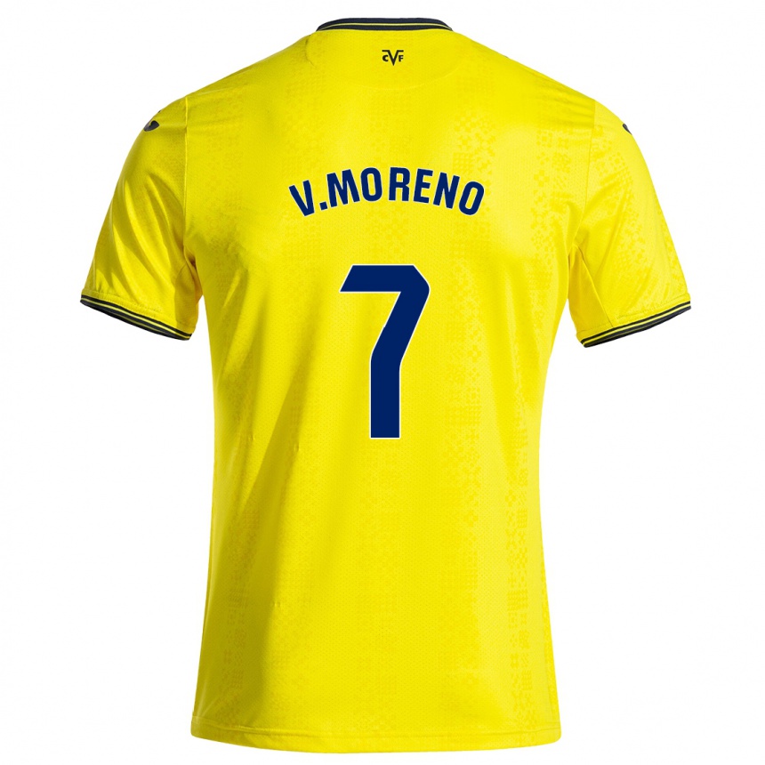 Homme Football Maillot Víctor Moreno #7 Jaune Noir Tenues Domicile 2024/25