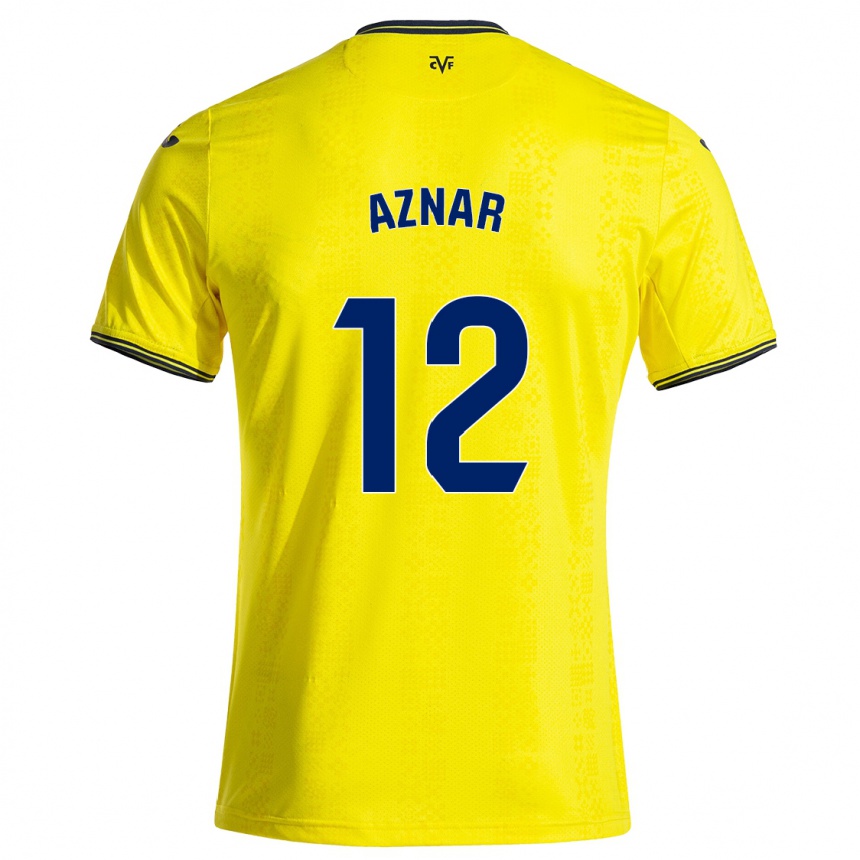 Homme Football Maillot Javi Aznar #12 Jaune Noir Tenues Domicile 2024/25