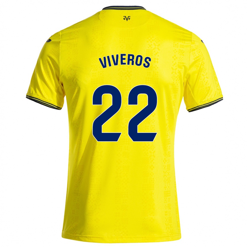 Homme Football Maillot Facundo Viveros #22 Jaune Noir Tenues Domicile 2024/25