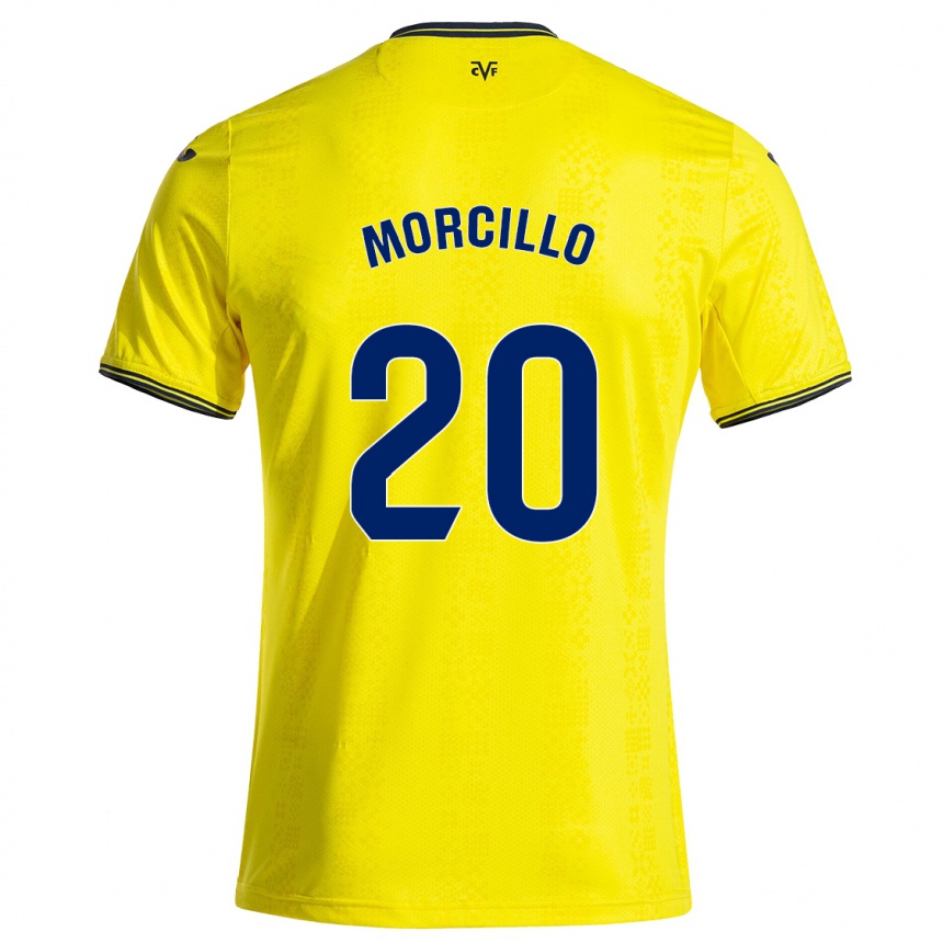 Homme Football Maillot Raquel Morcillo #20 Jaune Noir Tenues Domicile 2024/25