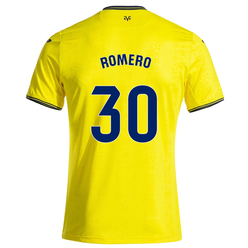 Homme Football Maillot Lucía Romero #30 Jaune Noir Tenues Domicile 2024/25