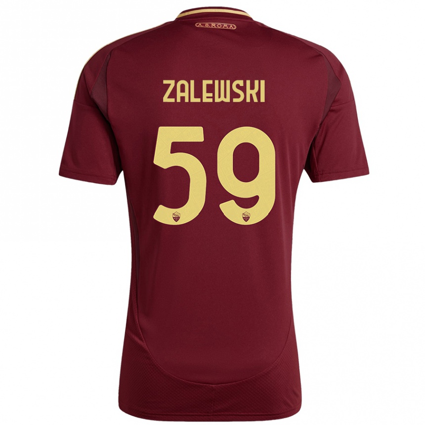 Homme Football Maillot Nicola Zalewski #59 Rouge Brun Or Tenues Domicile 2024/25