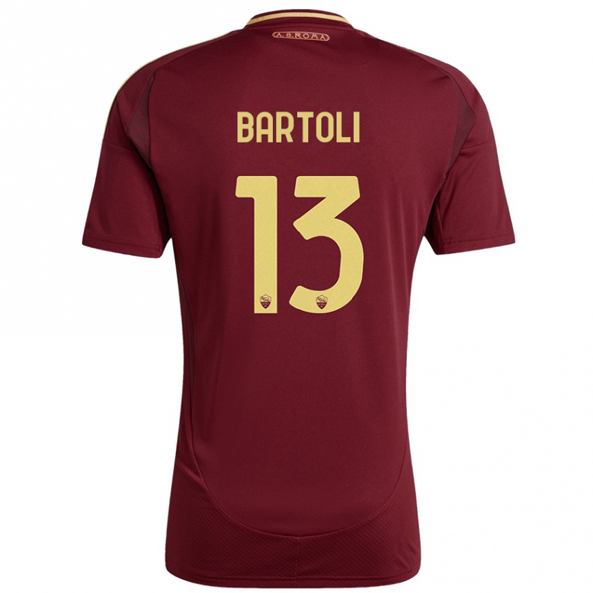 Homme Football Maillot Elisa Bartoli #13 Rouge Brun Or Tenues Domicile 2024/25