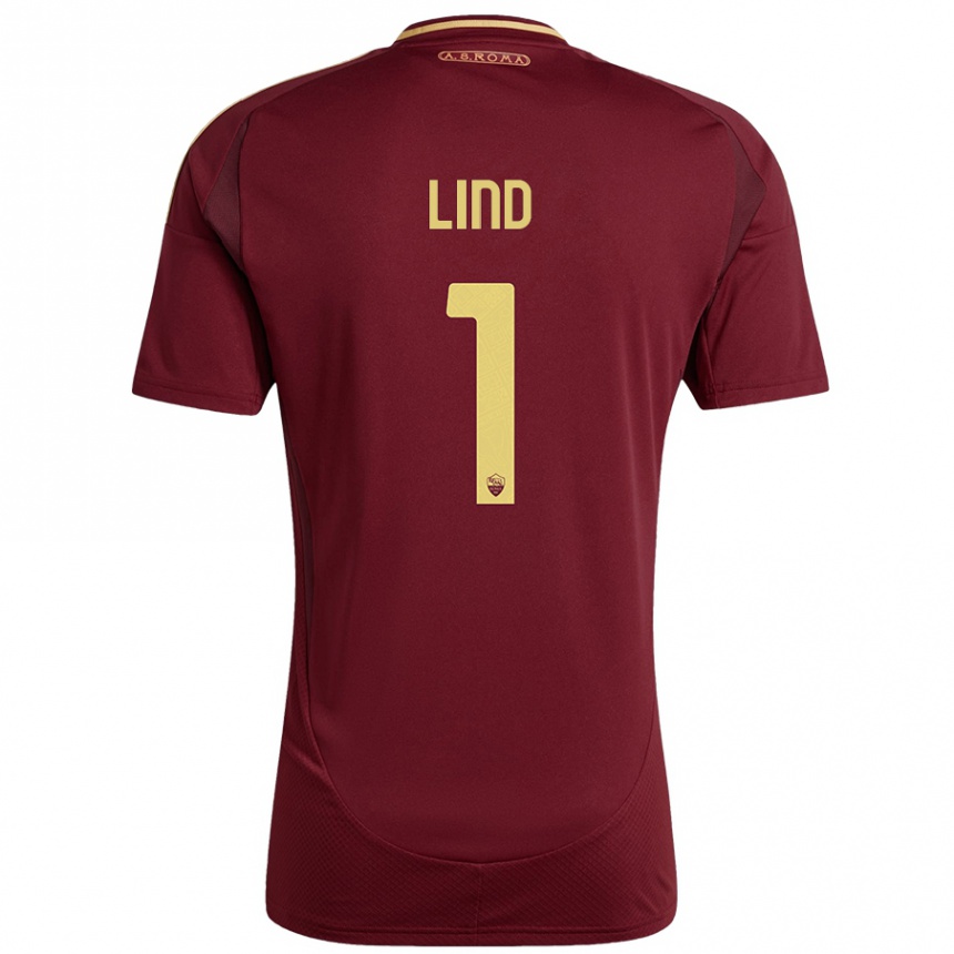 Homme Football Maillot Emma Lind #1 Rouge Brun Or Tenues Domicile 2024/25