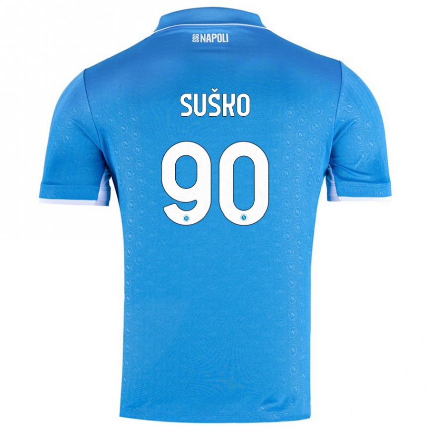 Homme Football Maillot Daniel Suško #90 Bleu Ciel Tenues Domicile 2024/25