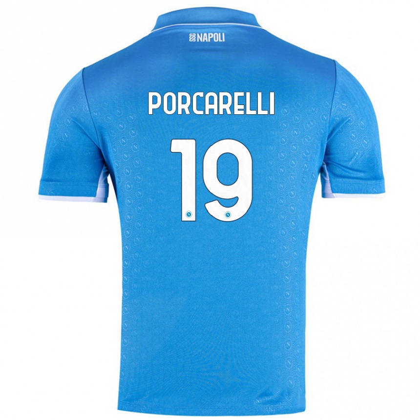 Homme Football Maillot Maddelena Porcarelli #19 Bleu Ciel Tenues Domicile 2024/25