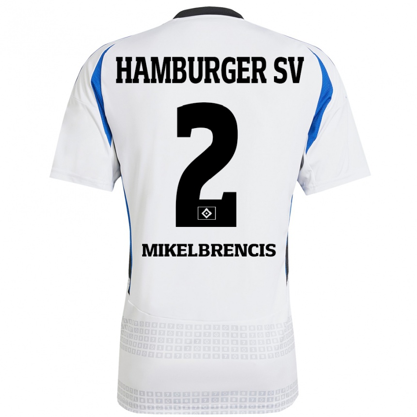 Homme Football Maillot William Mikelbrencis #2 Blanc Bleu Tenues Domicile 2024/25