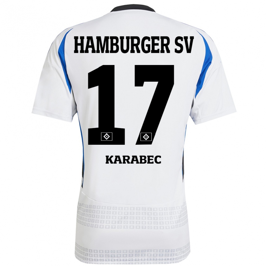 Homme Football Maillot Adam Karabec #17 Blanc Bleu Tenues Domicile 2024/25