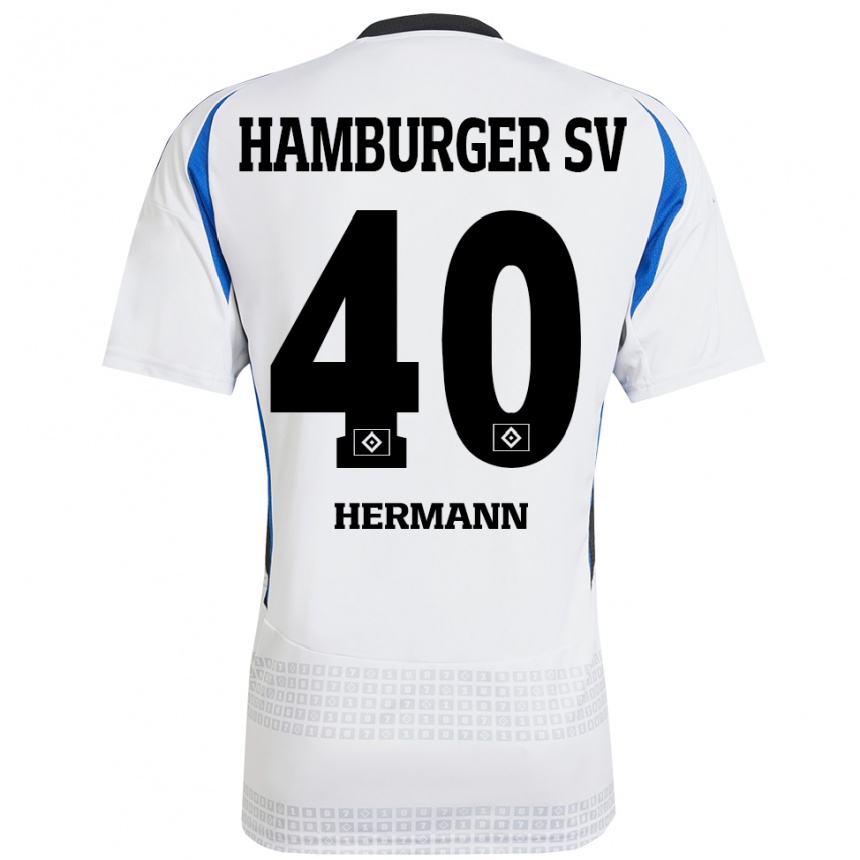 Homme Football Maillot Hannes Hermann #40 Blanc Bleu Tenues Domicile 2024/25