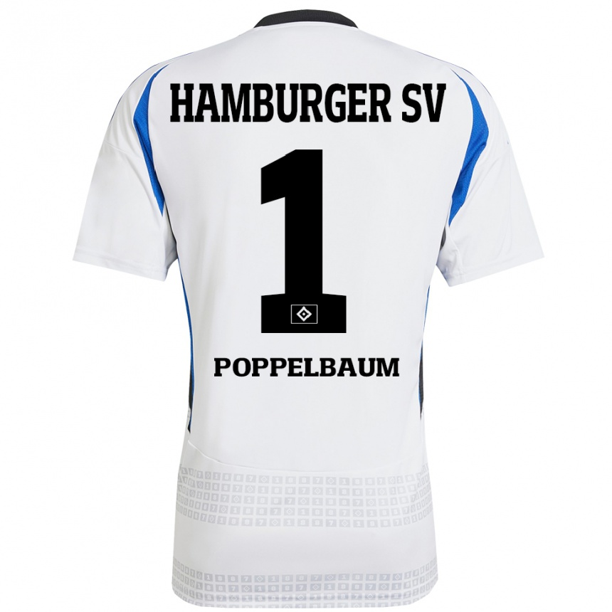 Homme Football Maillot Colin Poppelbaum #1 Blanc Bleu Tenues Domicile 2024/25