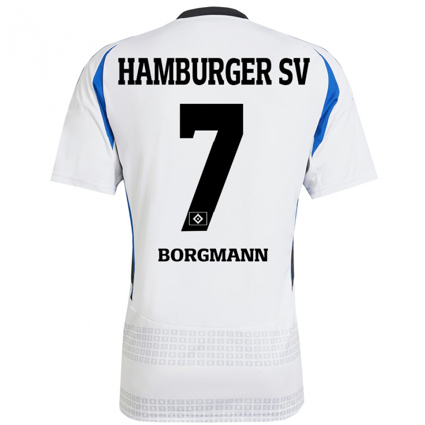 Homme Football Maillot Marcus Borgmann #7 Blanc Bleu Tenues Domicile 2024/25