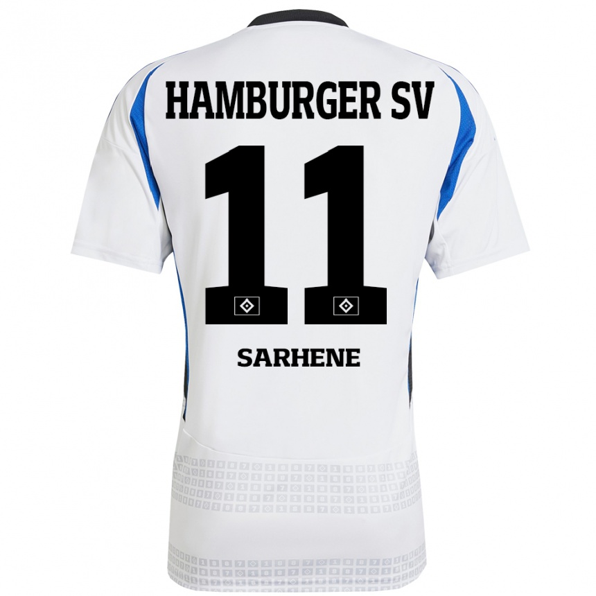 Homme Football Maillot Clement Nana-Sarhene #11 Blanc Bleu Tenues Domicile 2024/25