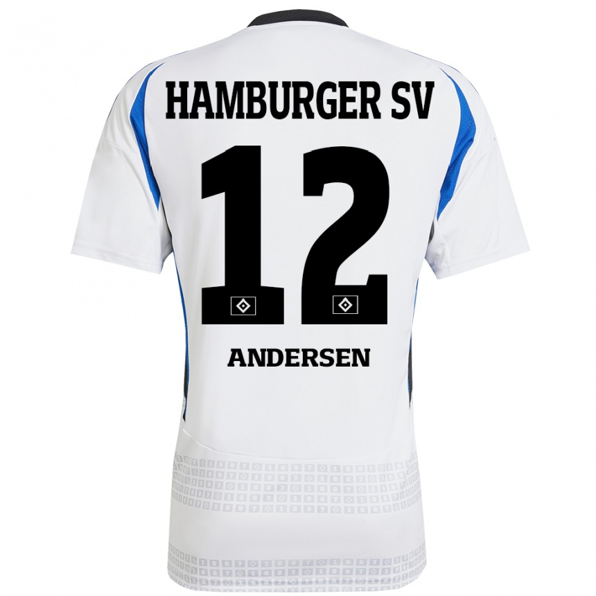 Homme Football Maillot Patrick Andersen #12 Blanc Bleu Tenues Domicile 2024/25