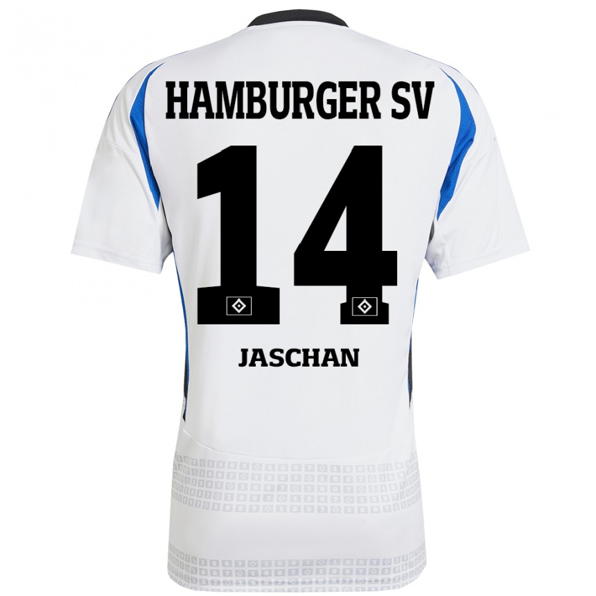 Homme Football Maillot Endrik Jaschan #14 Blanc Bleu Tenues Domicile 2024/25