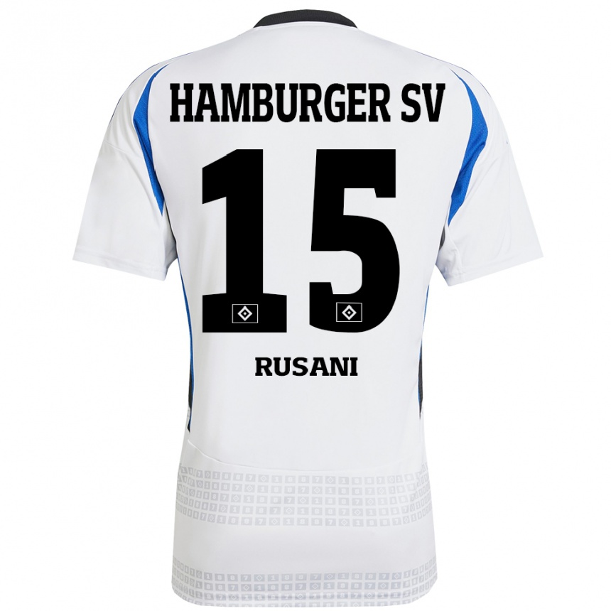 Homme Football Maillot Yasin Rusani #15 Blanc Bleu Tenues Domicile 2024/25