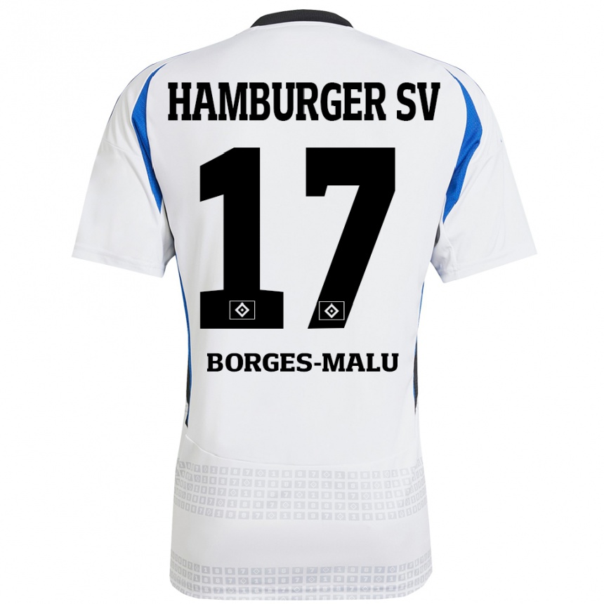 Homme Football Maillot Louis Borges-Malu #17 Blanc Bleu Tenues Domicile 2024/25