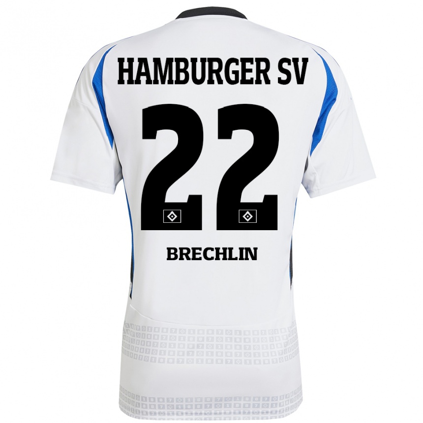 Homme Football Maillot Bjarne Brechlin #22 Blanc Bleu Tenues Domicile 2024/25