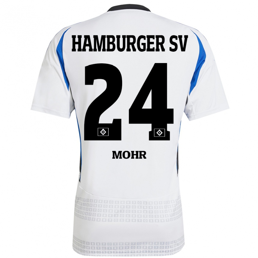 Homme Football Maillot Jannik Mohr #24 Blanc Bleu Tenues Domicile 2024/25