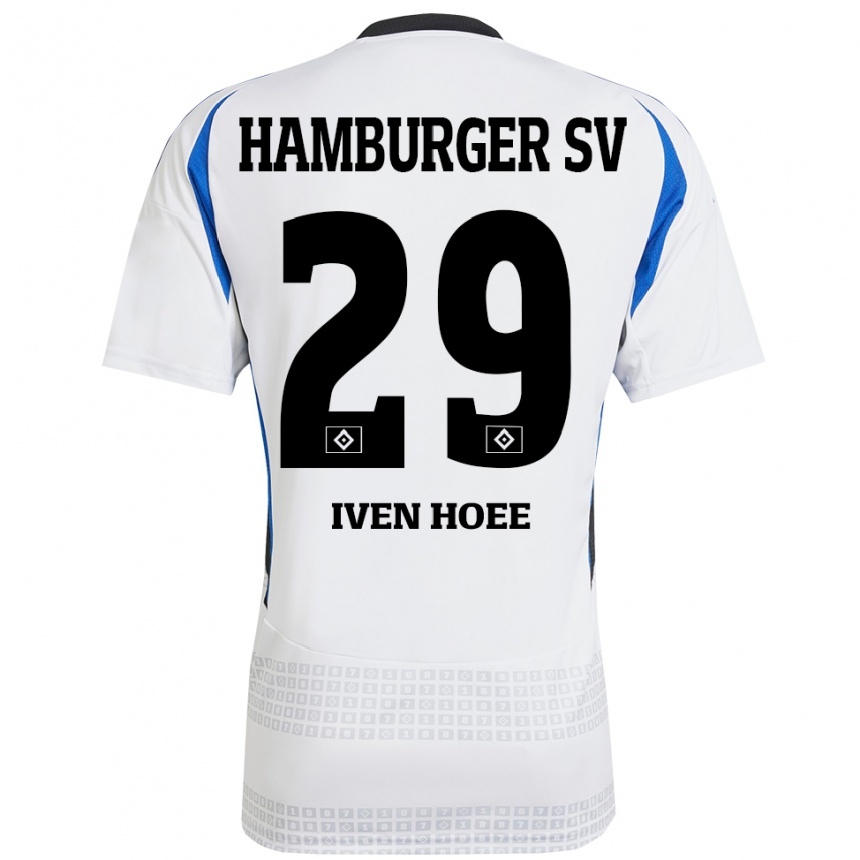 Homme Football Maillot Lennart Iven Hoee #29 Blanc Bleu Tenues Domicile 2024/25