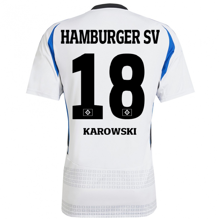 Homme Football Maillot Nele Karowski #18 Blanc Bleu Tenues Domicile 2024/25