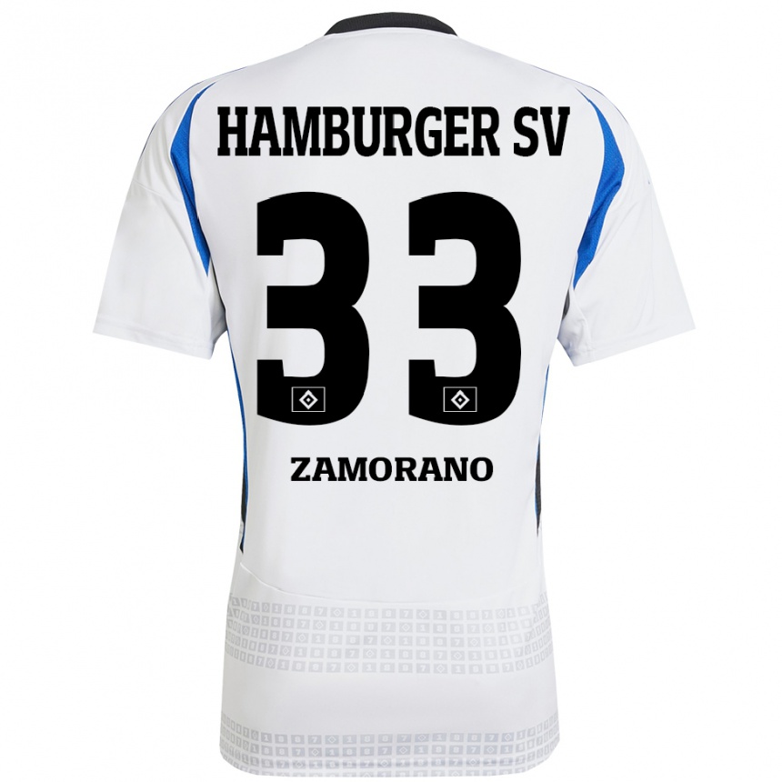 Homme Football Maillot Jolina Zamorano #33 Blanc Bleu Tenues Domicile 2024/25