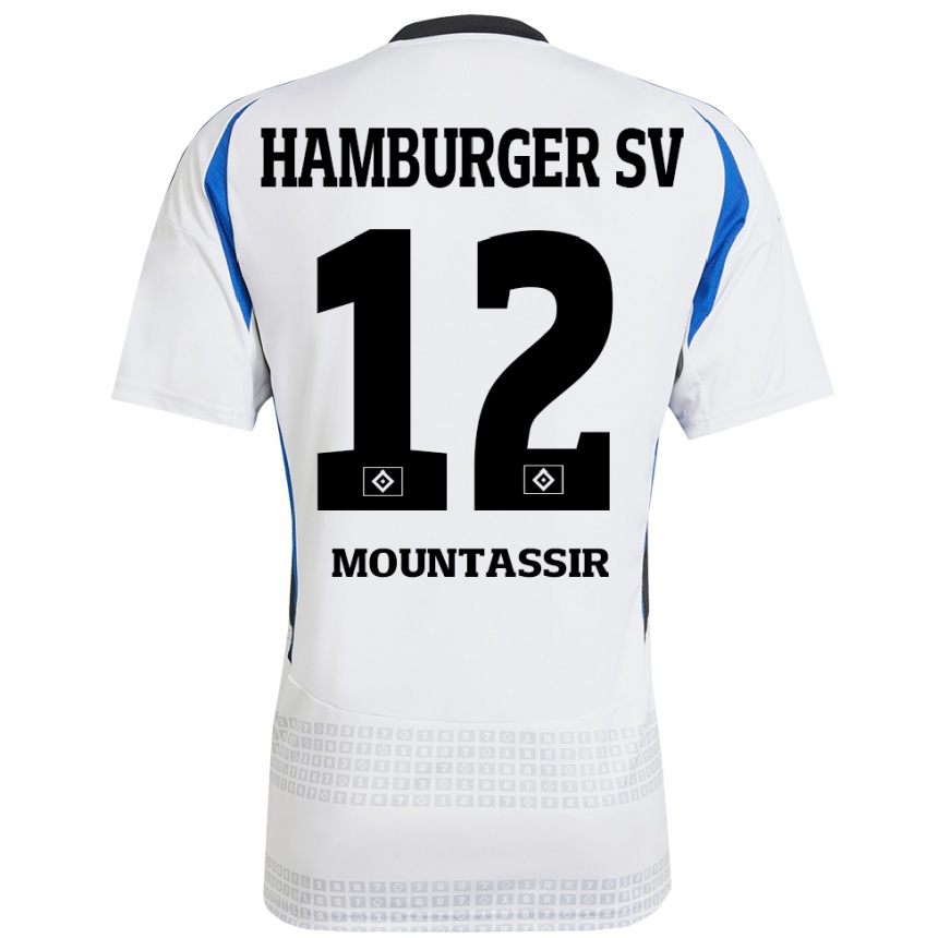 Homme Football Maillot Youssef Mountassir #12 Blanc Bleu Tenues Domicile 2024/25