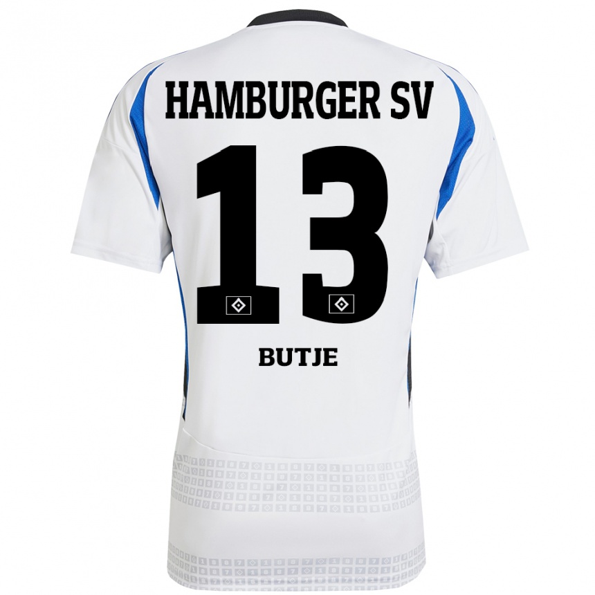 Homme Football Maillot Sophie Bütje #13 Blanc Bleu Tenues Domicile 2024/25