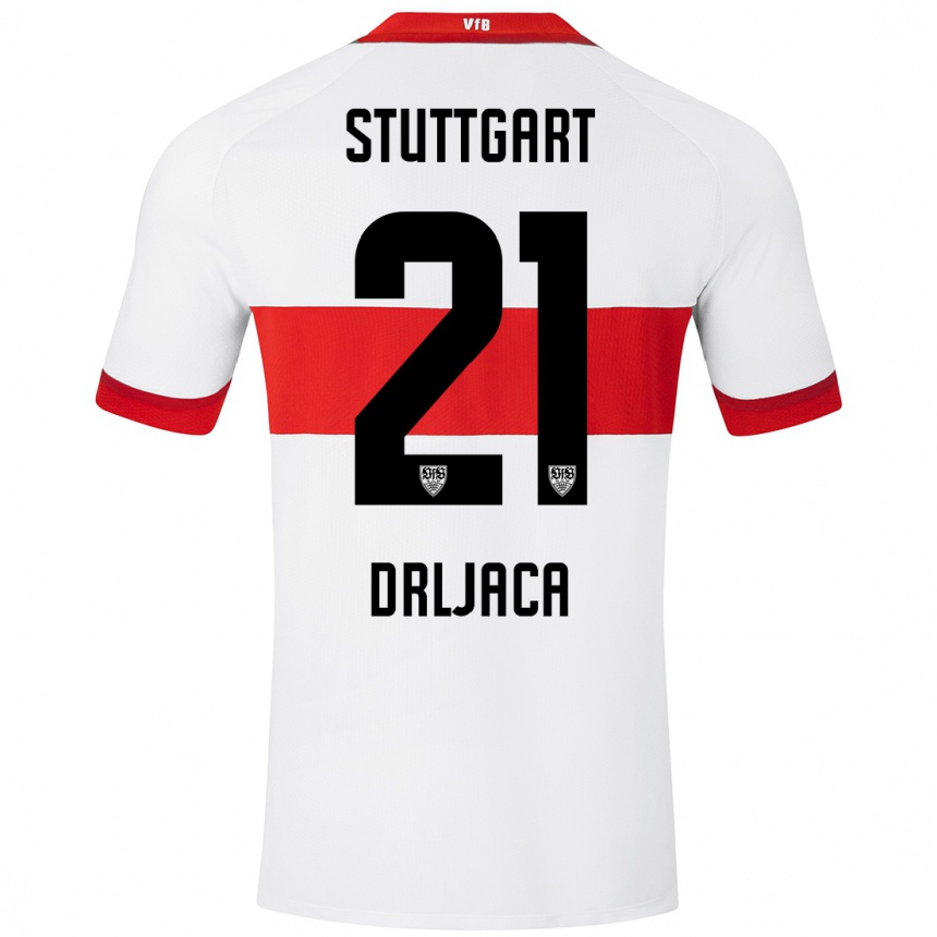 Homme Football Maillot Stefan Drljaca #21 Blanc Rouge Tenues Domicile 2024/25