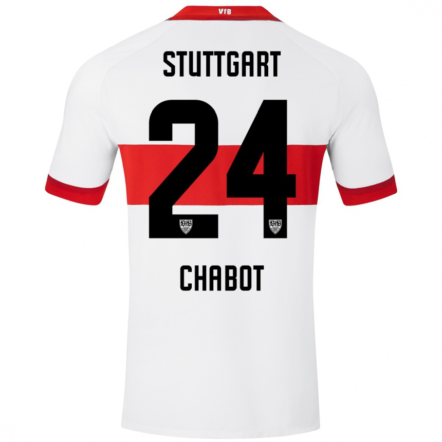 Homme Football Maillot Jeff Chabot #24 Blanc Rouge Tenues Domicile 2024/25