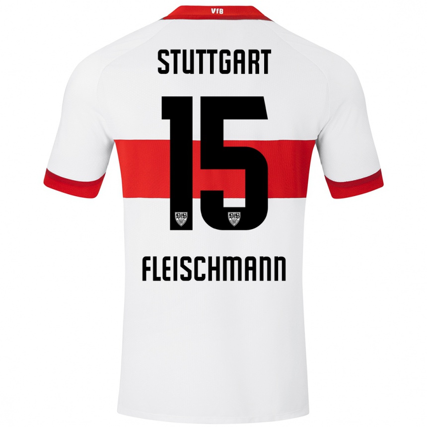 Homme Football Maillot Svea Fleischmann #15 Blanc Rouge Tenues Domicile 2024/25