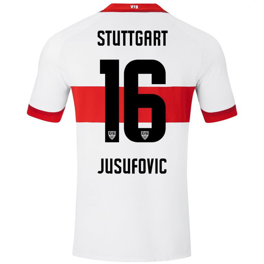 Homme Football Maillot Farah Jusufović #16 Blanc Rouge Tenues Domicile 2024/25