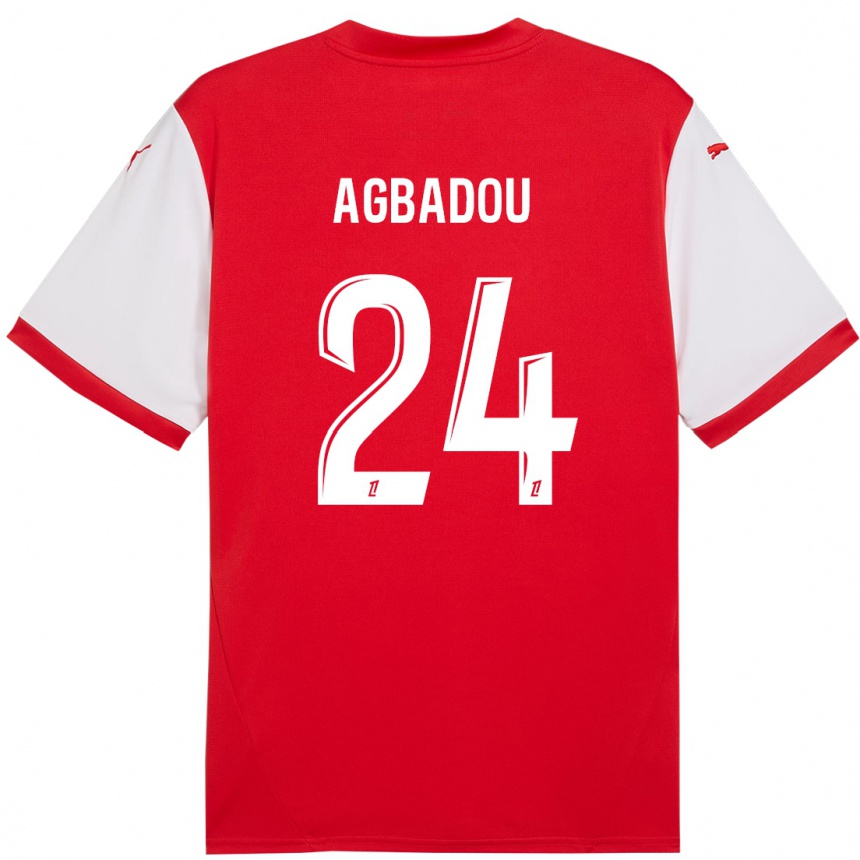 Homme Football Maillot Emmanuel Agbadou #24 Rouge Blanc Tenues Domicile 2024/25