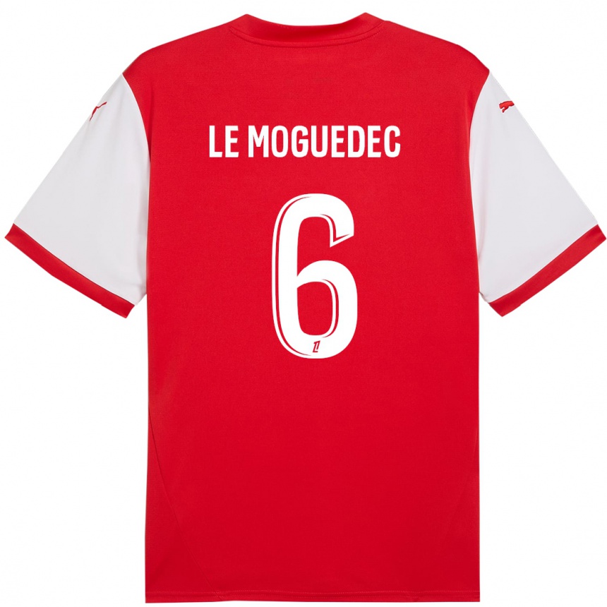 Homme Football Maillot Anaële Le Moguédec #6 Rouge Blanc Tenues Domicile 2024/25