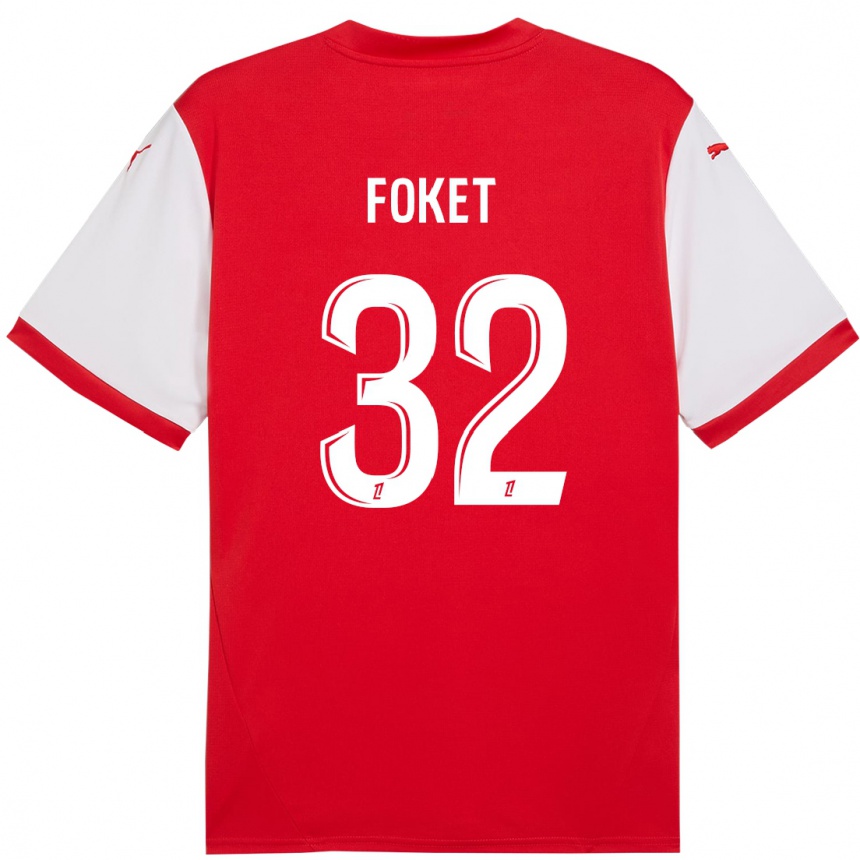 Homme Football Maillot Thomas Foket #32 Rouge Blanc Tenues Domicile 2024/25