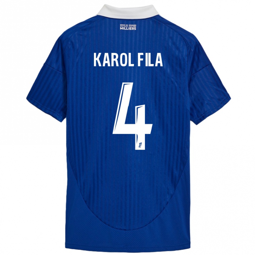 Homme Football Maillot Karol Fila #4 Bleu Blanc Tenues Domicile 2024/25