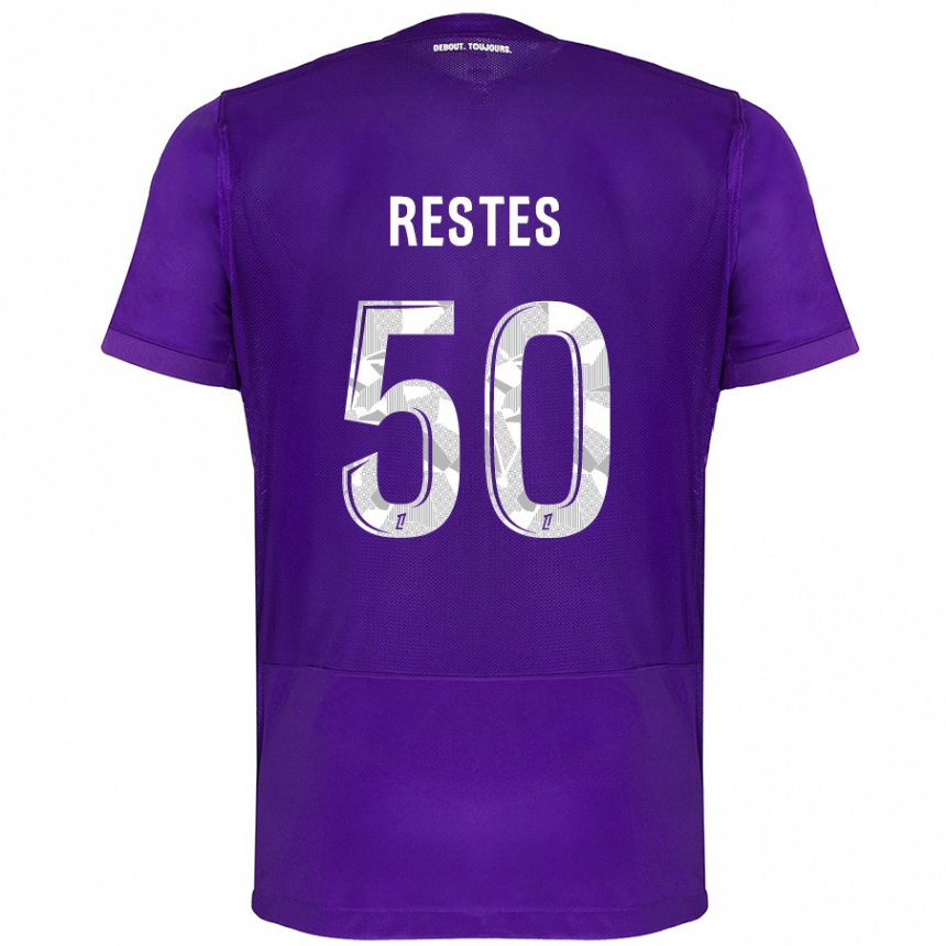 Homme Football Maillot Guillaume Restes #50 Violet Blanc Tenues Domicile 2024/25