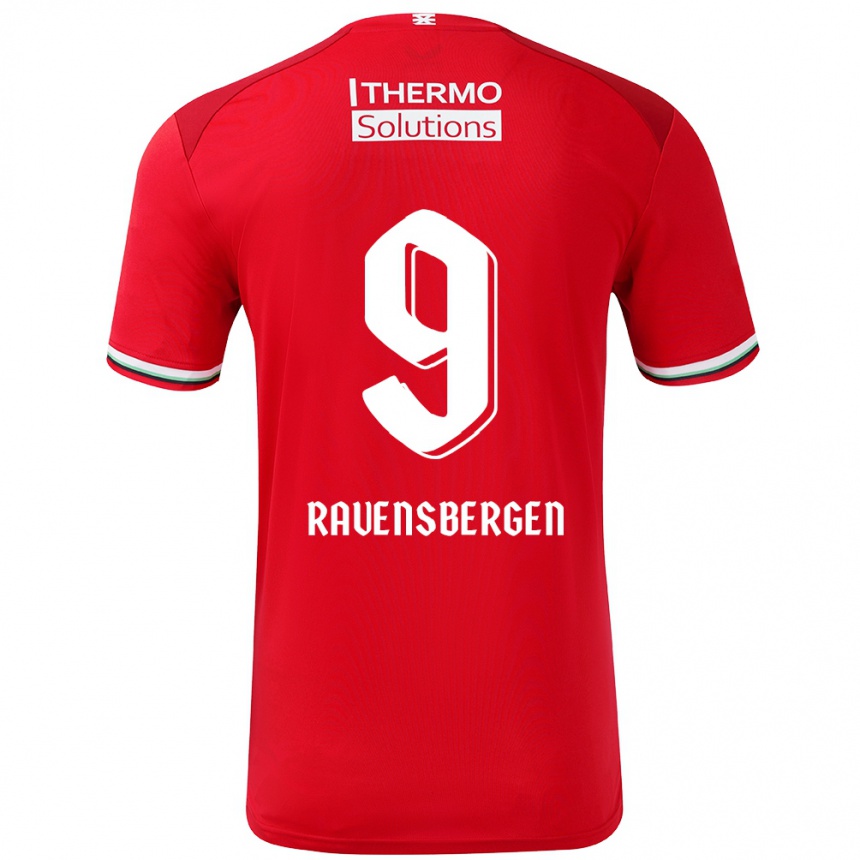 Homme Football Maillot Jaimy Ravensbergen #9 Rouge Blanc Tenues Domicile 2024/25