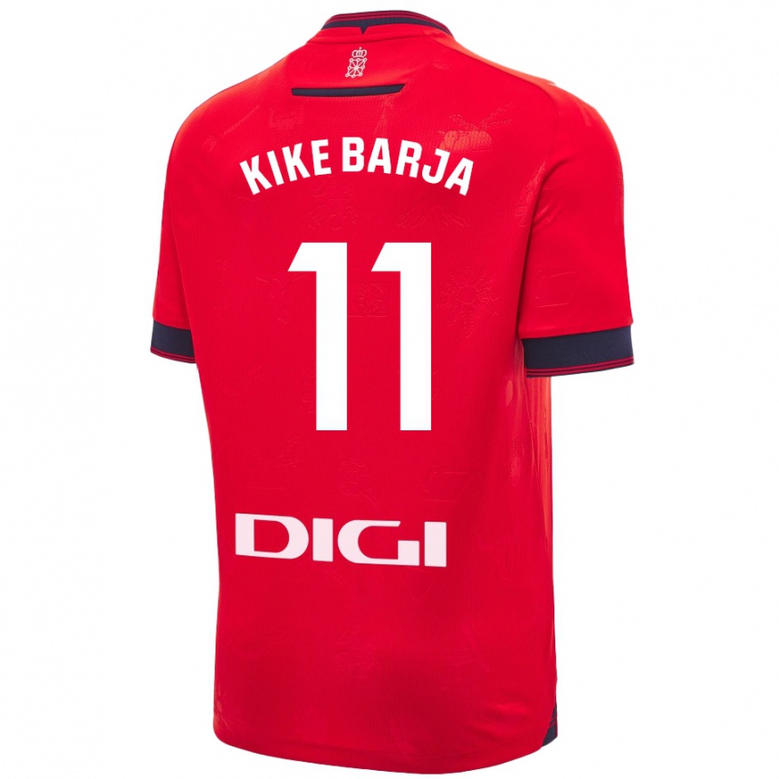 Homme Football Maillot Kike Barja #11 Rouge Blanc Tenues Domicile 2024/25