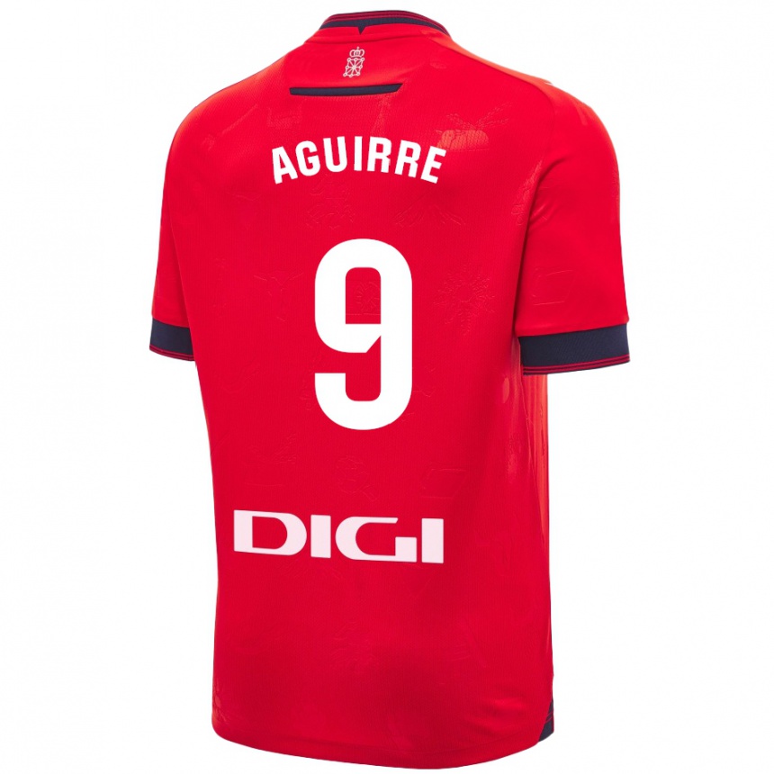 Homme Football Maillot Jorge Aguirre #9 Rouge Blanc Tenues Domicile 2024/25