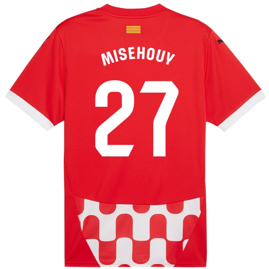 Homme Football Maillot Gabriel Misehouy #27 Rouge Blanc Tenues Domicile 2024/25