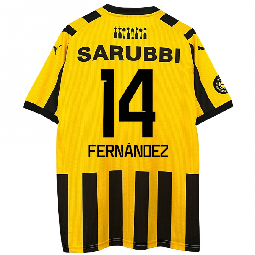 Homme Football Maillot Faustino Fernández #14 Jaune Noir Tenues Domicile 2024/25